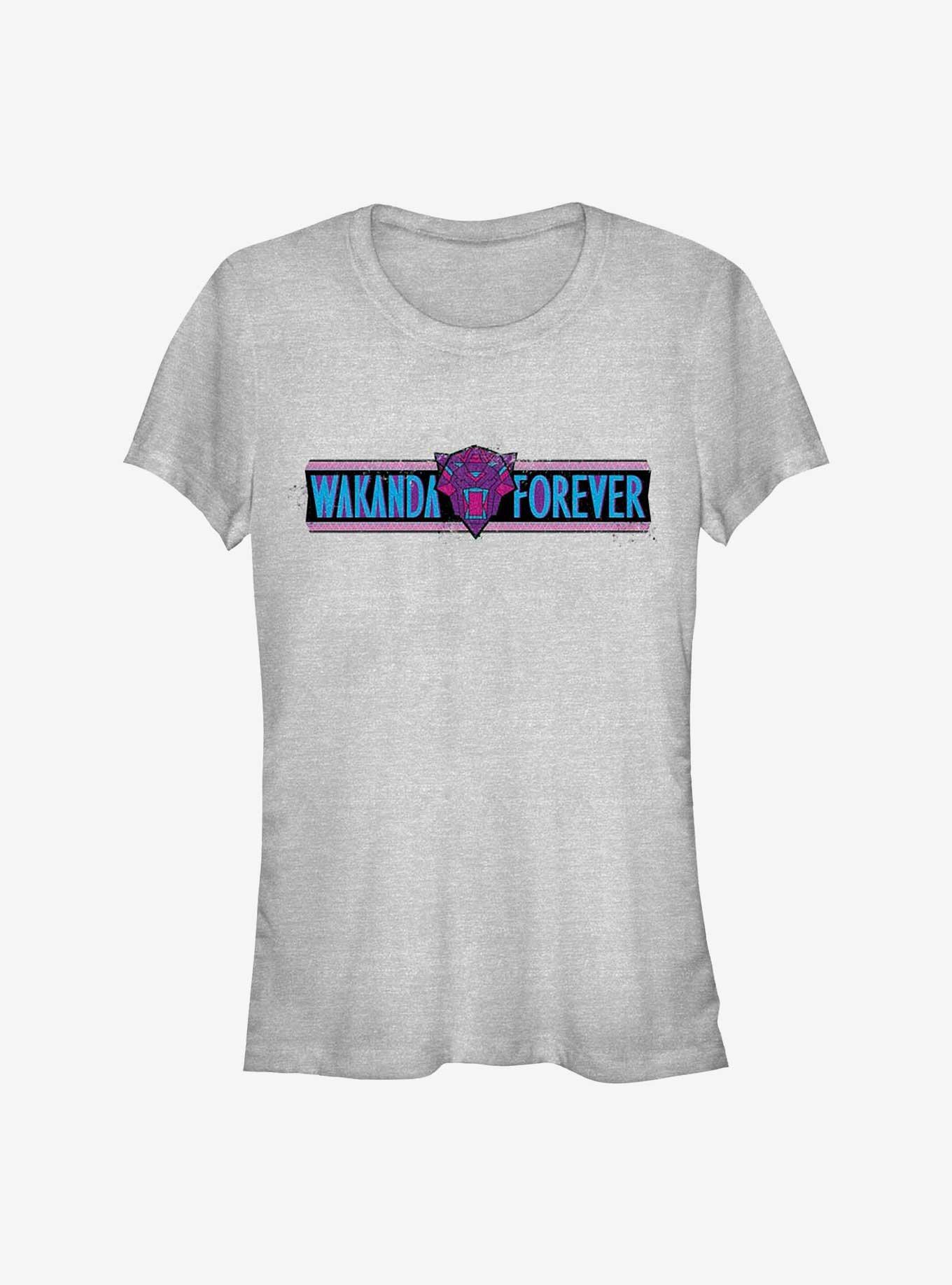 Marvel Black Panther: Wakanda Forever Roaring Panther Logo Girls T-Shirt, ATH HTR, hi-res