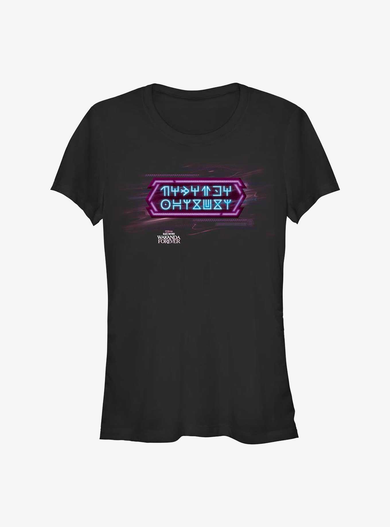 Marvel Black Panther: Wakanda Forever Neon Wakandan Text Girls T-Shirt, , hi-res