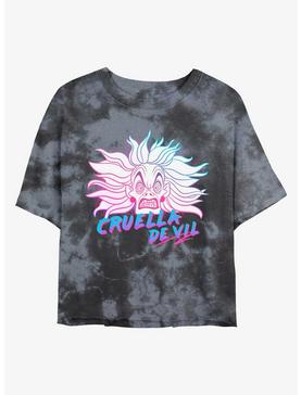 Disney Cruella Crazy Cruella Tie-Dye Womens Crop T-Shirt, , hi-res