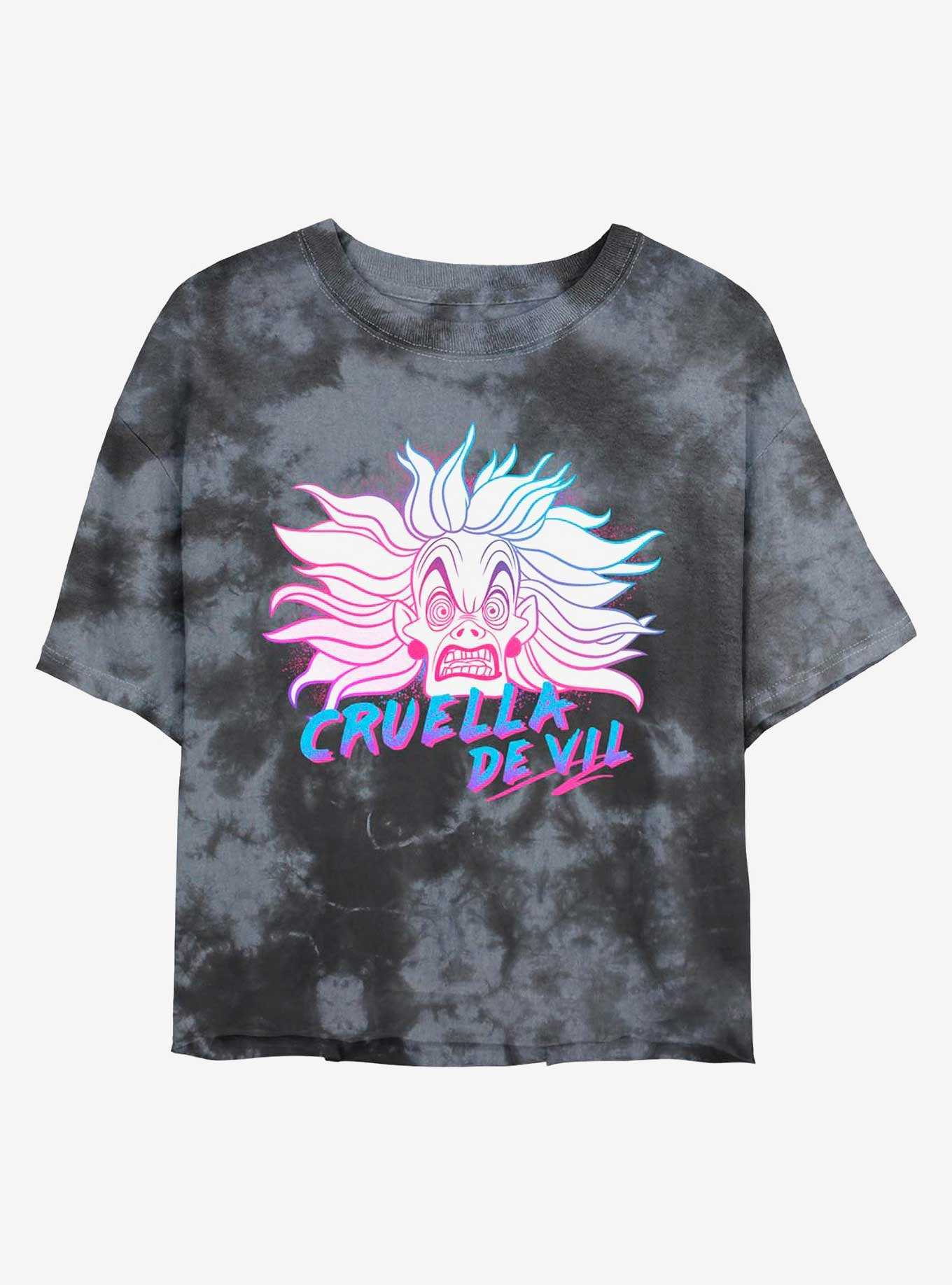 Disney Cruella Crazy Cruella Tie-Dye Womens Crop T-Shirt, , hi-res