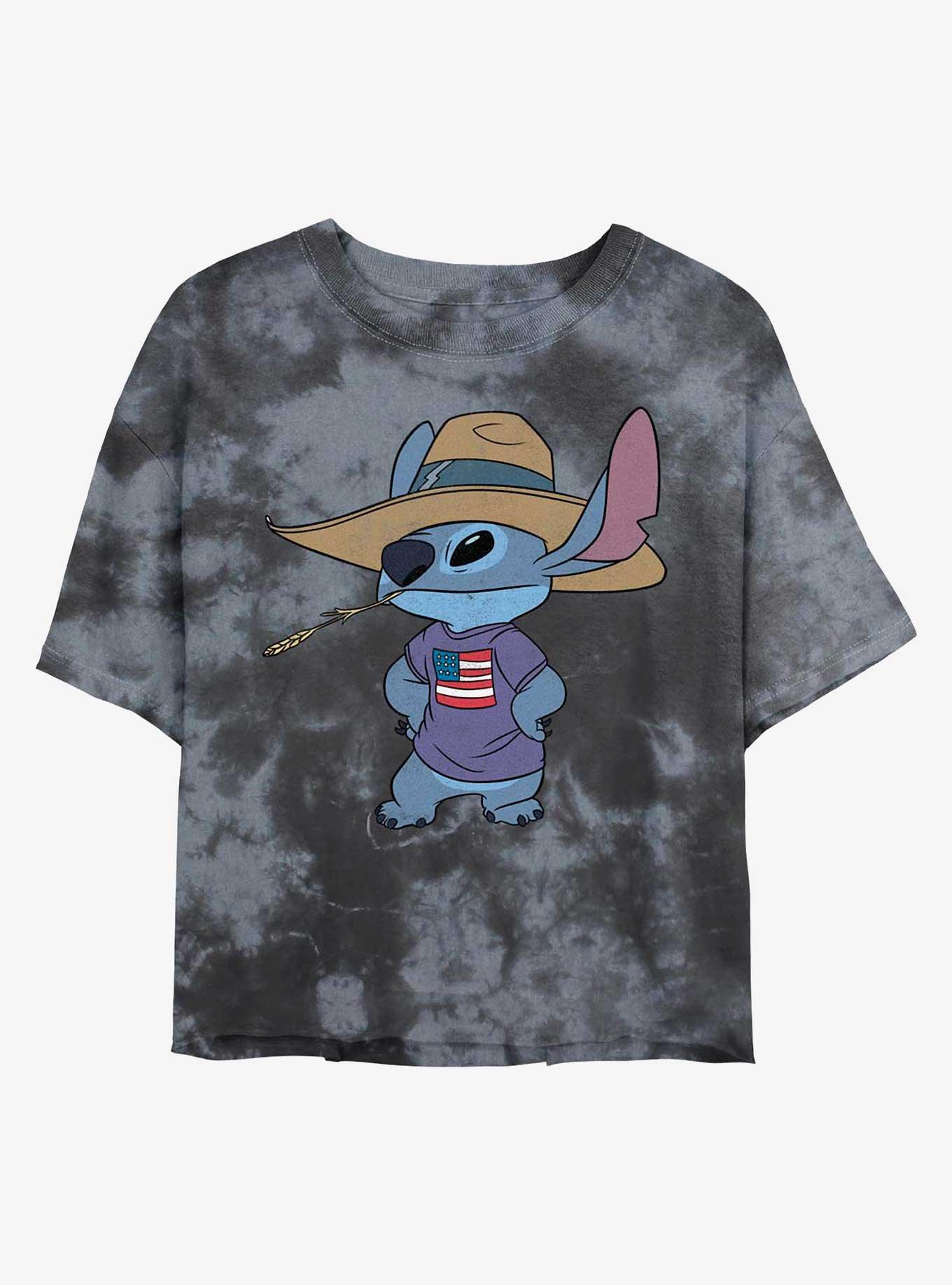 Disney Lilo & Stitch Cowboy Stitch Tie-Dye Womens Crop T-Shirt, , hi-res