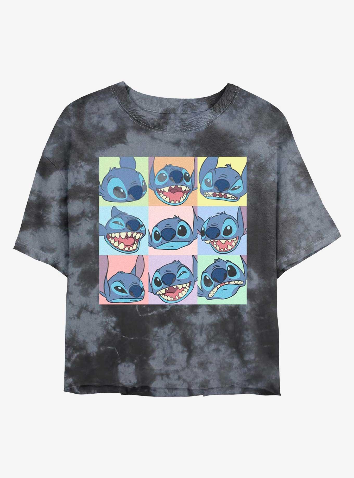 Disney Lilo & Stitch Expressions Tie-Dye Womens Crop T-Shirt, BLKCHAR, hi-res