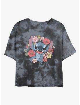 Disney Lilo & Stitch Floral Stitch Tie-Dye Womens Crop T-Shirt, , hi-res