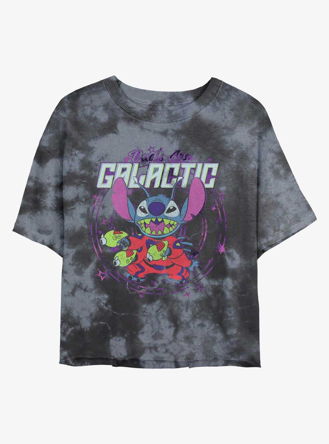 Disney Lilo & Stitch Galactic Dad Tie-Dye Womens Crop T-Shirt, BLKCHAR, hi-res