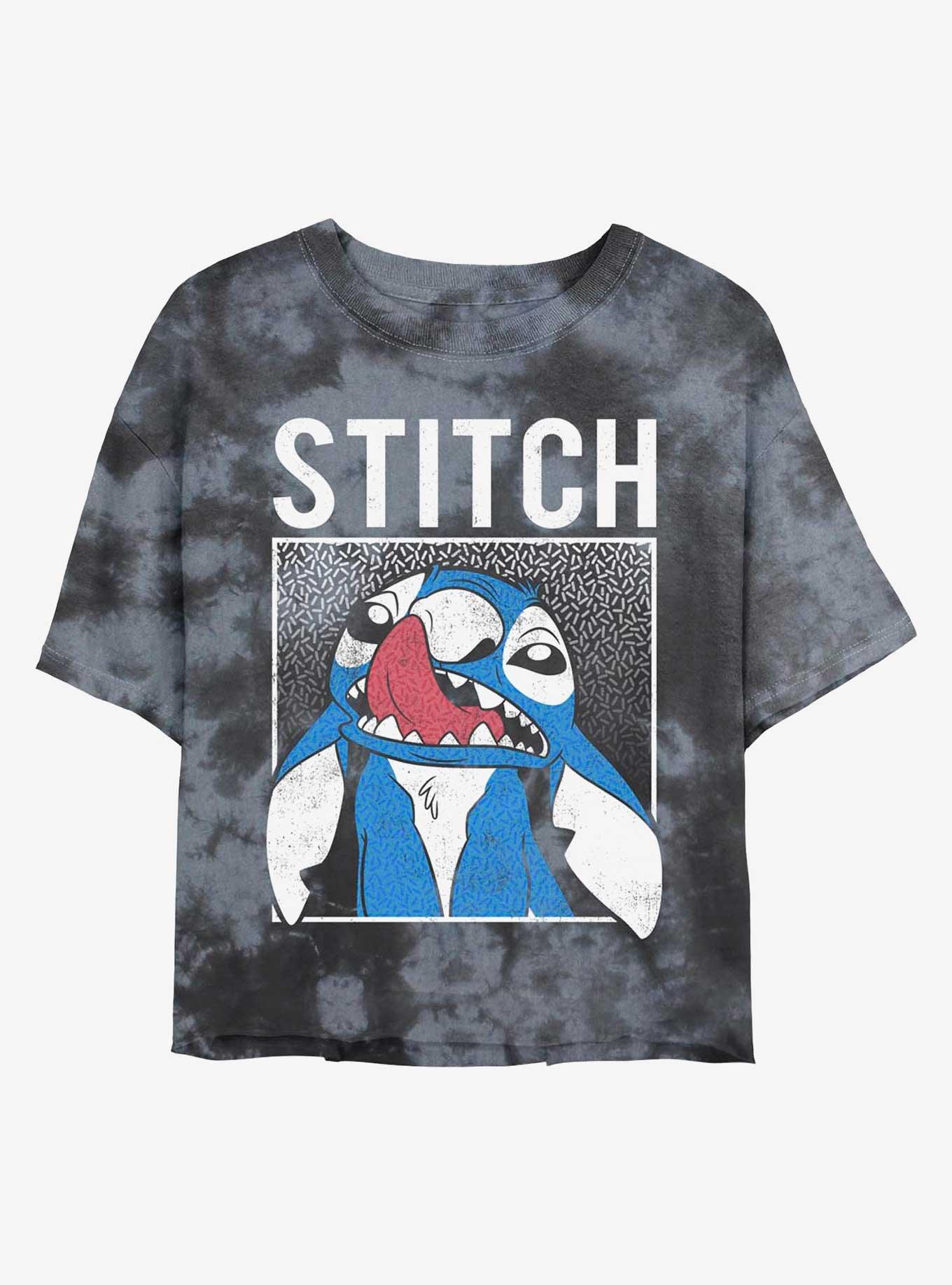 Disney Lilo & Stitch In My Head Tie-Dye Womens Crop T-Shirt, BLKCHAR, hi-res