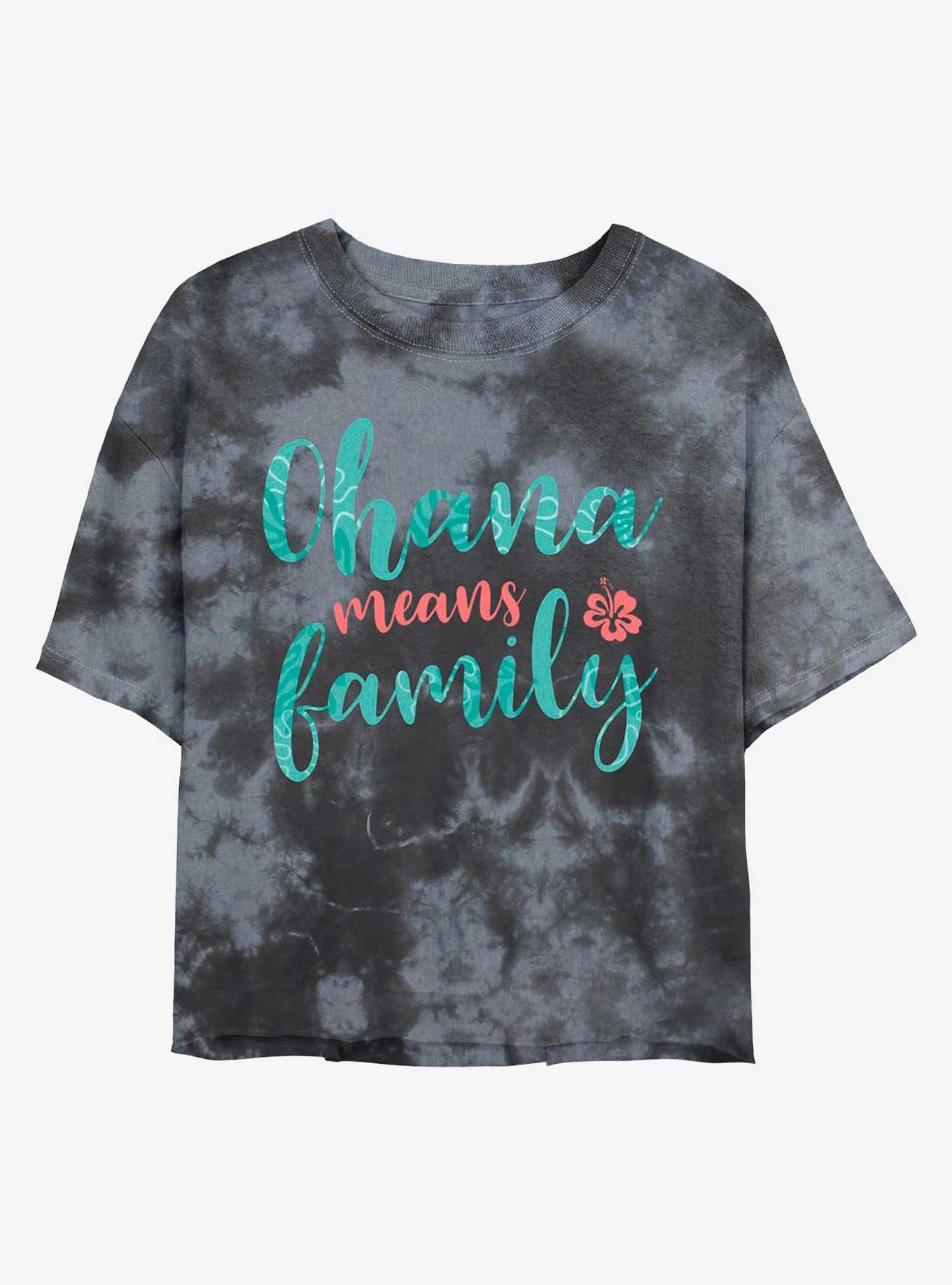 Disney Lilo & Stitch Ohana Means Family Tie-Dye Womens Crop T-Shirt, BLKCHAR, hi-res