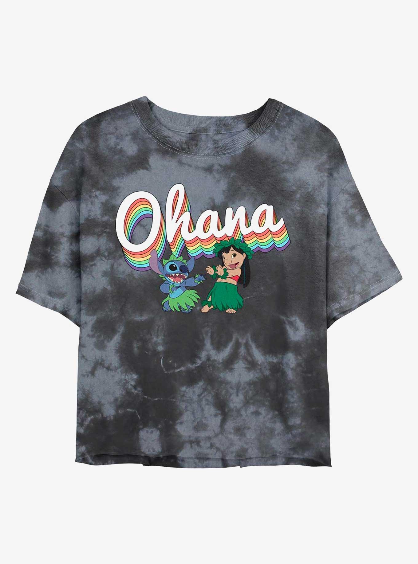 Disney Lilo & Stitch Rainbow Ohana Tie-Dye Womens Crop T-Shirt, , hi-res