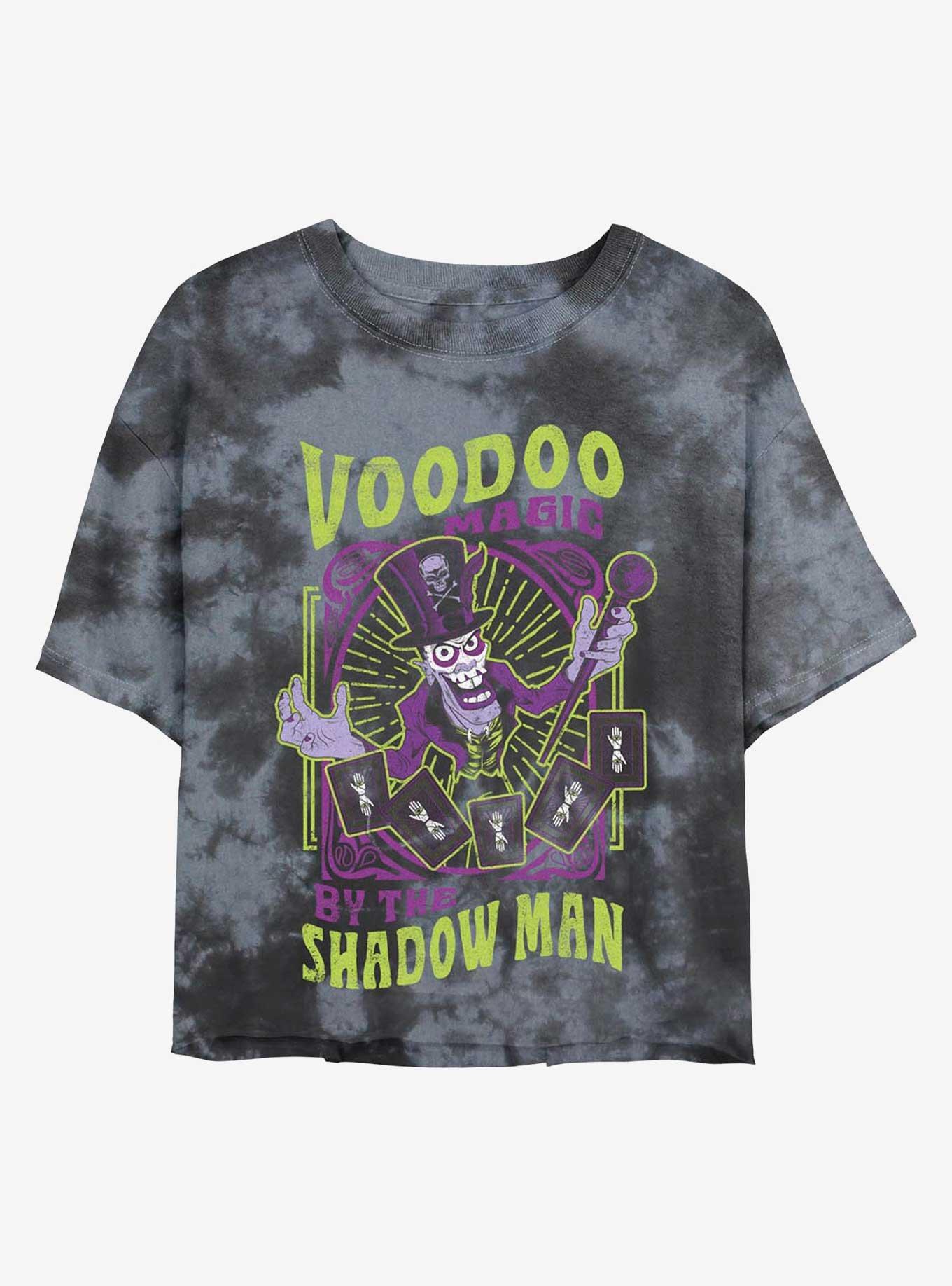 Disney Princess and the Frog Dr. Facilier Voodoo Magic Shadow Man Tie-Dye Womens Crop T-Shirt, BLKCHAR, hi-res