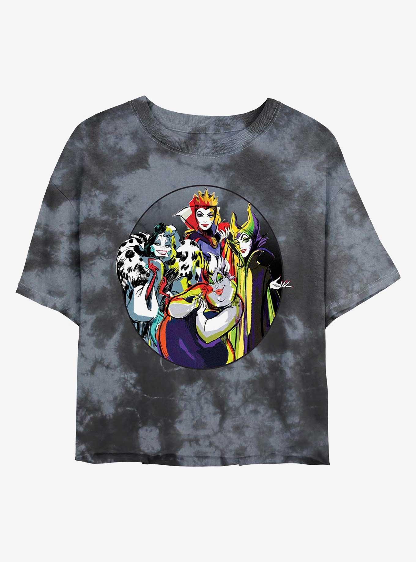 Disney Villains The Bad Girls Tie-Dye Womens Crop T-Shirt, , hi-res