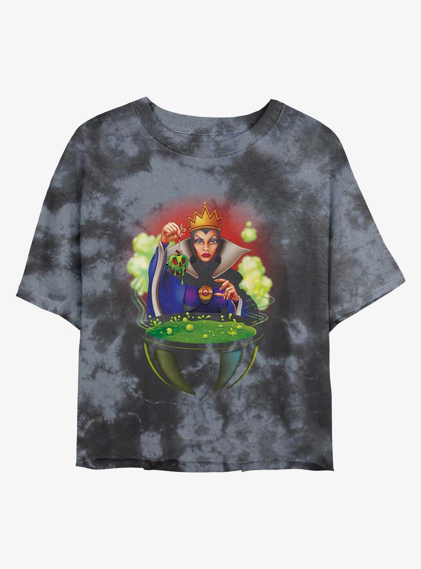 Disney Villains Evil Queen Wishes Grow Old Tie-Dye Womens Crop T-Shirt, BLKCHAR, hi-res