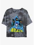 Disney Villains Hades and Cerberus Japanese Lettering Tie-Dye Womens Crop T-Shirt, BLKCHAR, hi-res