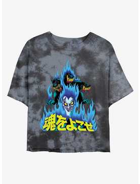 Disney Villains Hades and Cerberus Japanese Lettering Tie-Dye Womens Crop T-Shirt, , hi-res