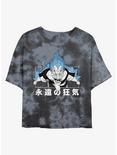 Disney Villains Hades Fire Face Japanese Lettering Tie-Dye Womens Crop T-Shirt, BLKCHAR, hi-res