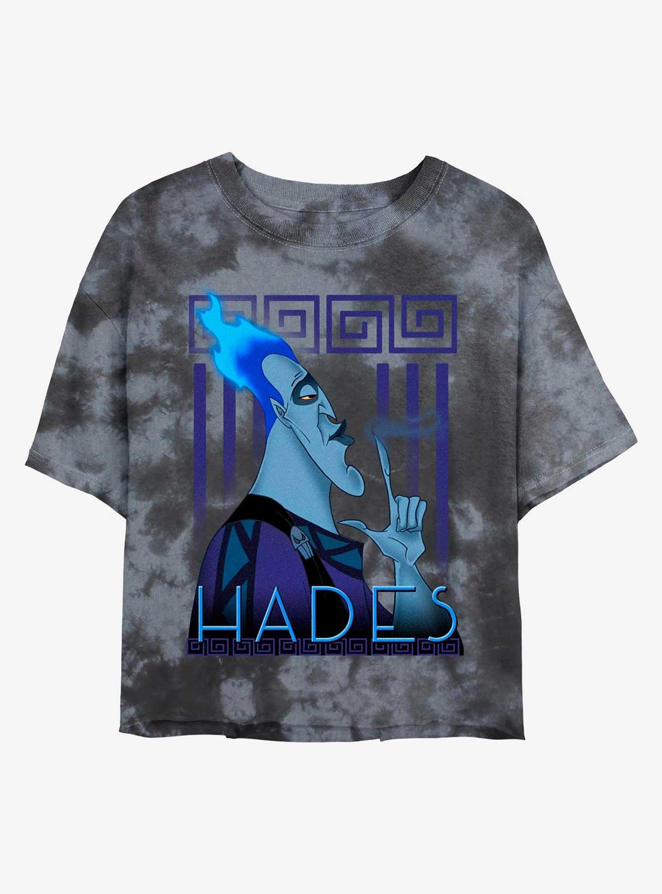 Disney Villains Hades Finger Smoke Tie-Dye Womens Crop T-Shirt, BLKCHAR, hi-res