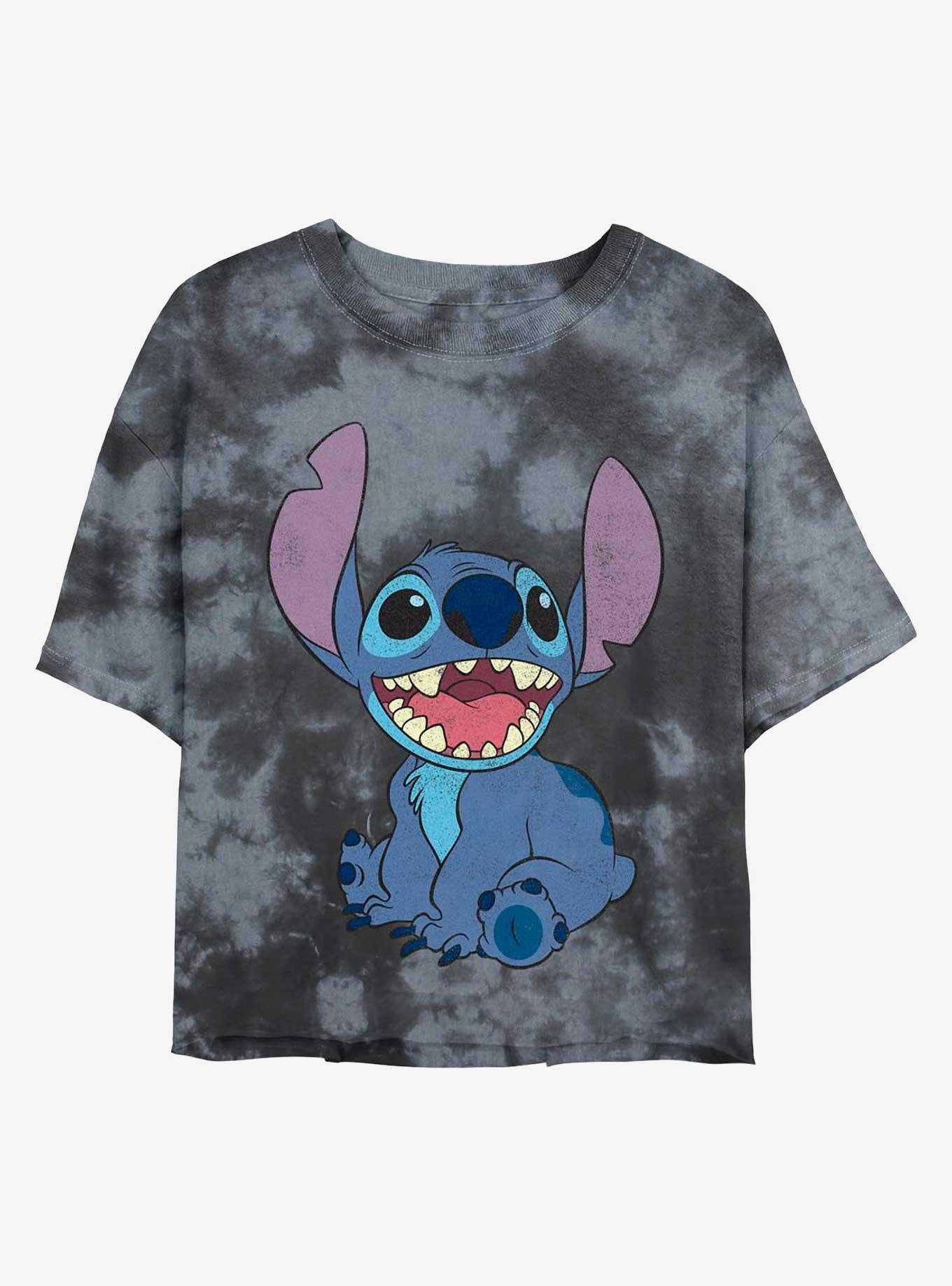 Disney Lilo & Stitch Happy Stitch Tie-Dye Womens Crop T-Shirt, BLKCHAR, hi-res view 1