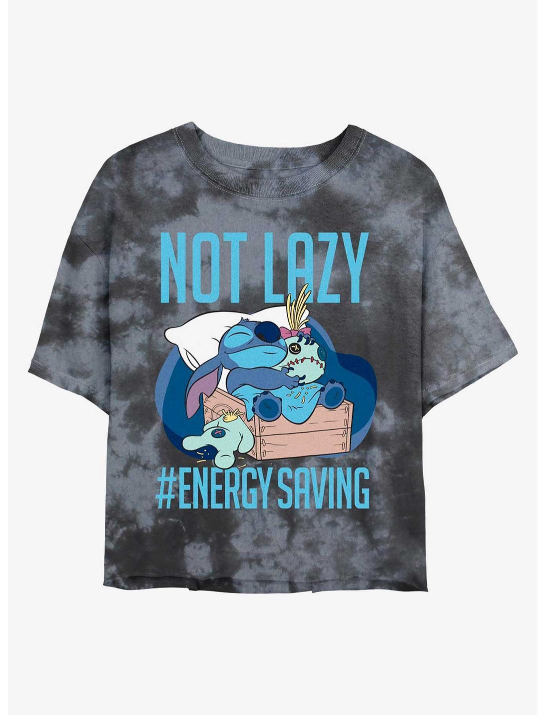 Disney Lilo & Stitch Lazy Energy Tie-Dye Womens Crop T-Shirt, BLKCHAR, hi-res
