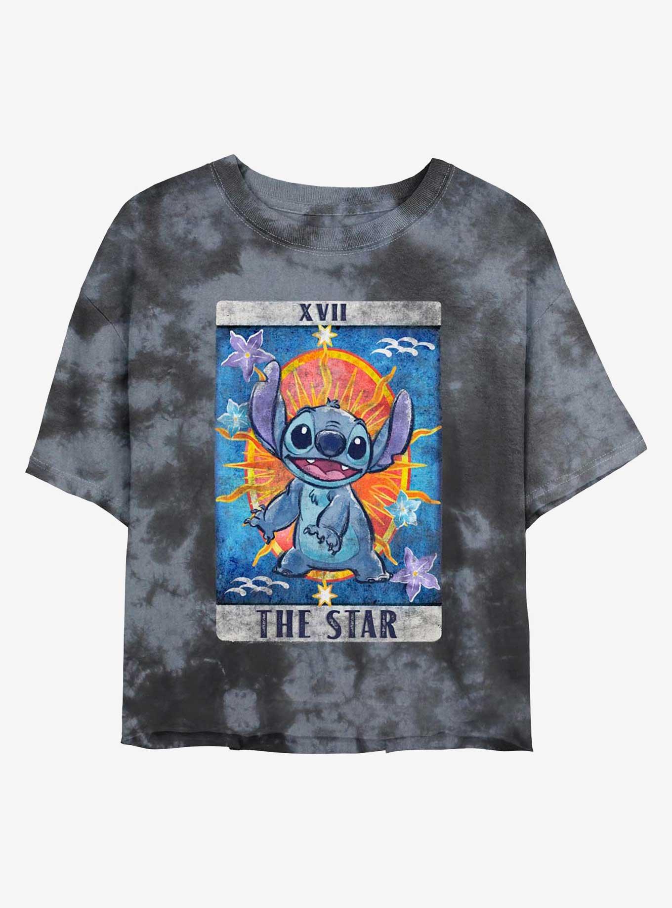 Disney Lilo & Stitch The Star Tarot Card Tie-Dye Womens Crop T-Shirt, BLKCHAR, hi-res
