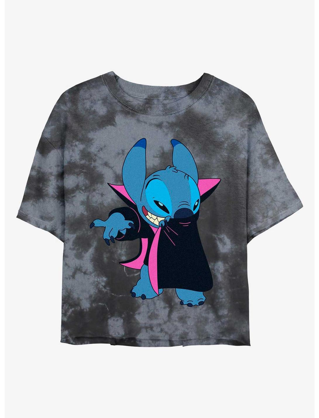 Disney Lilo & Stitch Vampire Stitch Tie-Dye Womens Crop T-Shirt, BLKCHAR, hi-res
