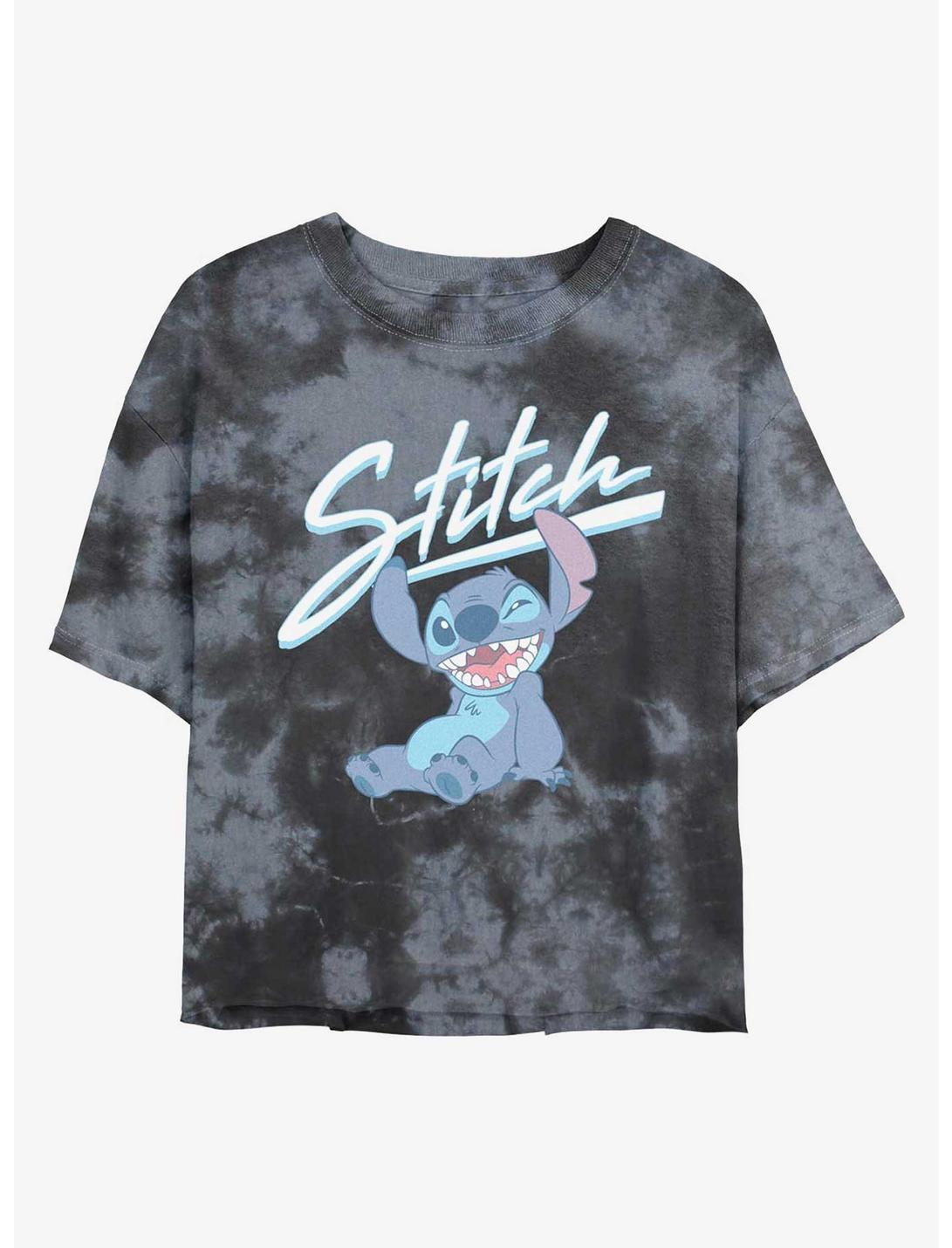 Disney Lilo & Stitch Wink Tie-Dye Womens Crop T-Shirt, BLKCHAR, hi-res