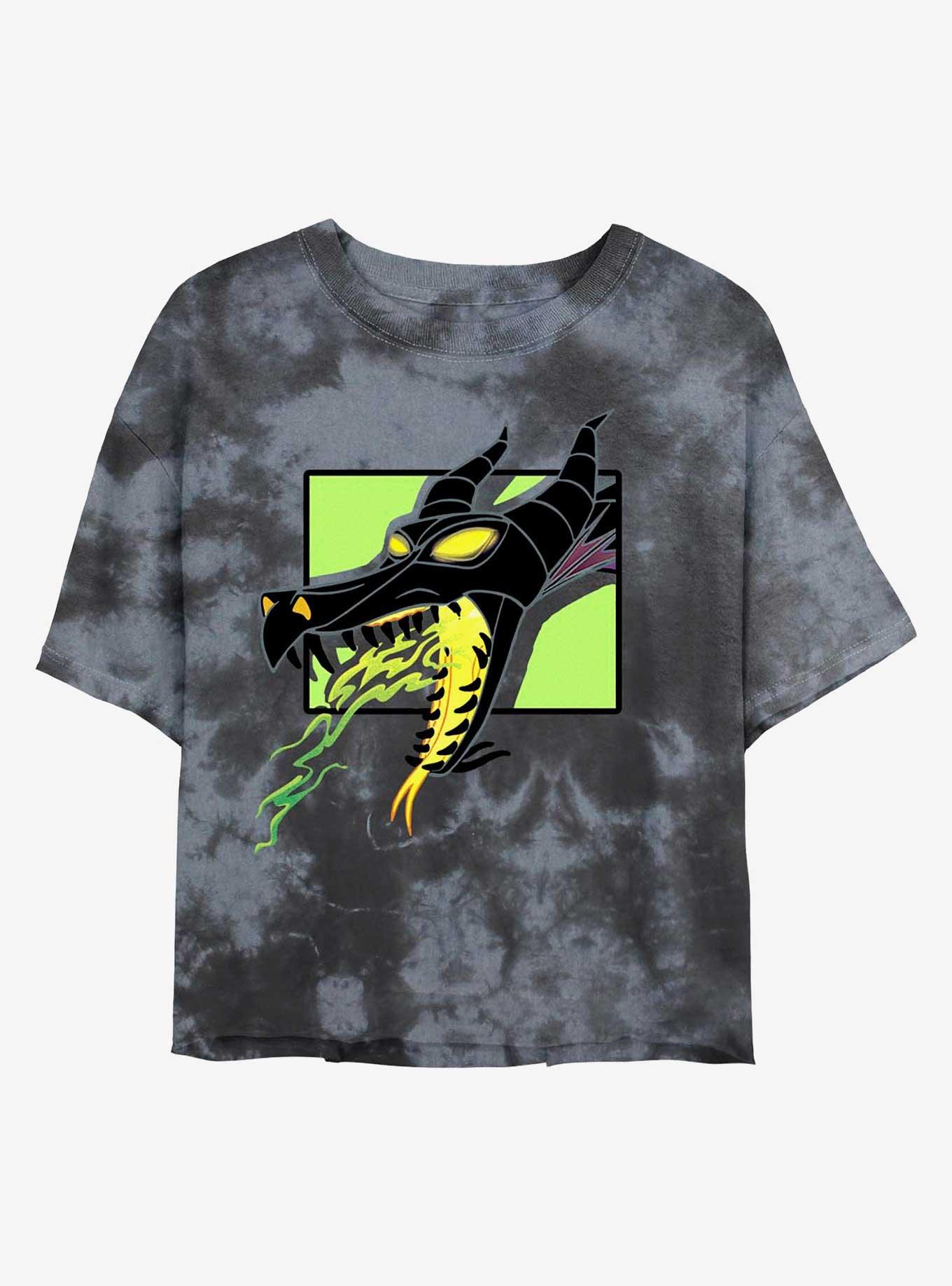 Disney Maleficent Dragon Breath Tie-Dye Womens Crop T-Shirt, BLKCHAR, hi-res