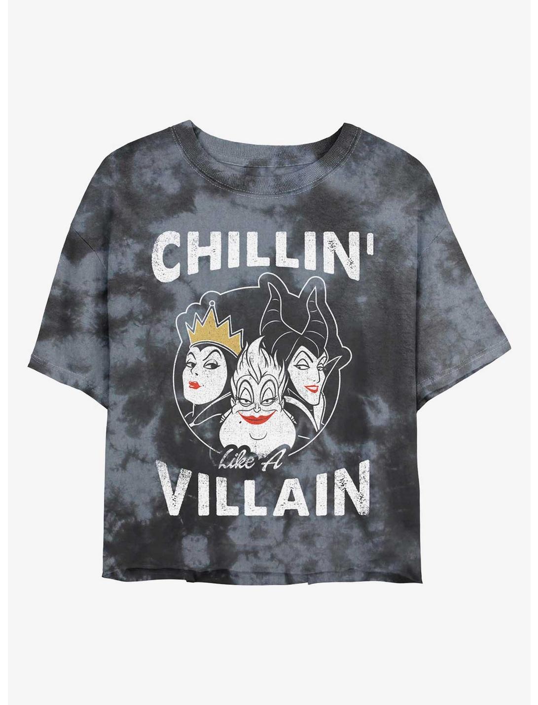 Disney Villains Chillin' Like A Villain Tie-Dye Womens Crop T-Shirt, BLKCHAR, hi-res