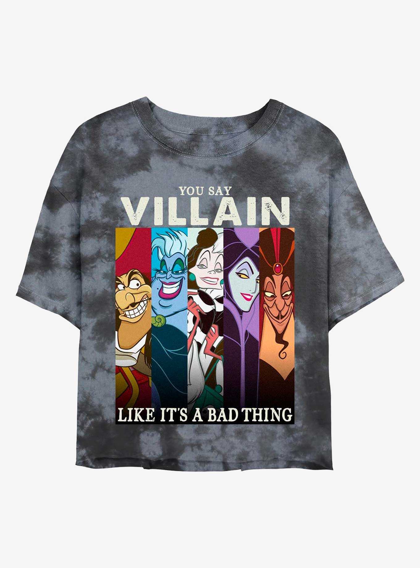 Disney Villains You Say Villain Likes It's A Bad Thing Tie-Dye Womens Crop T-Shirt, , hi-res