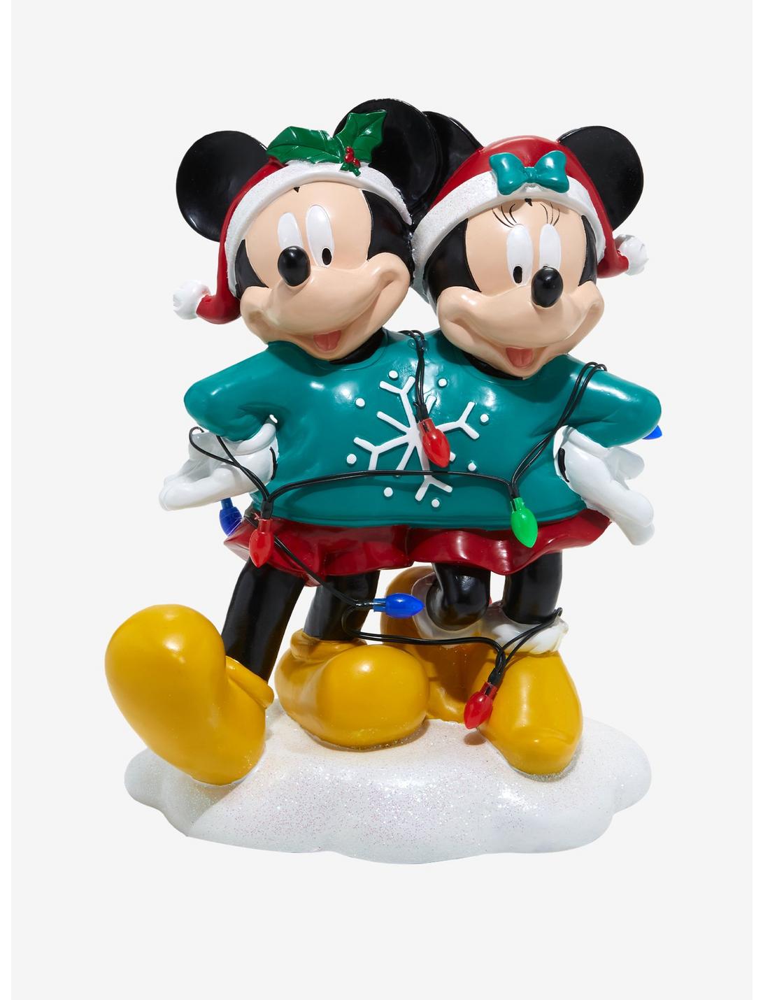 Disney Mickey Mouse & Minnie Mouse Holiday Sweater Light-Up Garden Statue, , hi-res