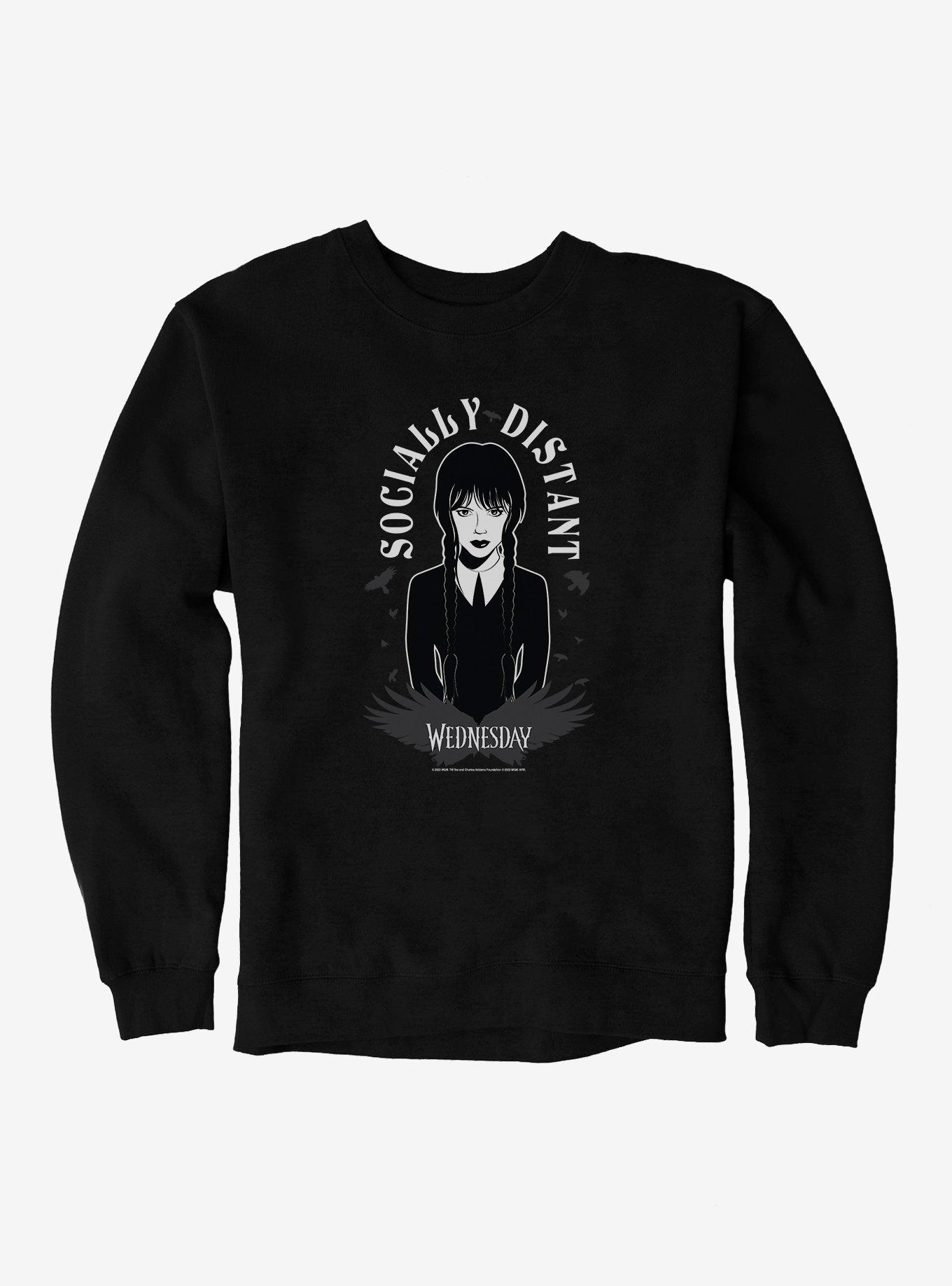 Wednesday Socially Distant Sweatshirt, BLACK, hi-res