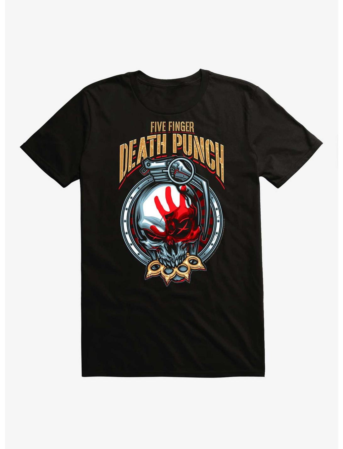 Five Finger Death Punch Knucklehead Grenade T-Shirt, BLACK, hi-res