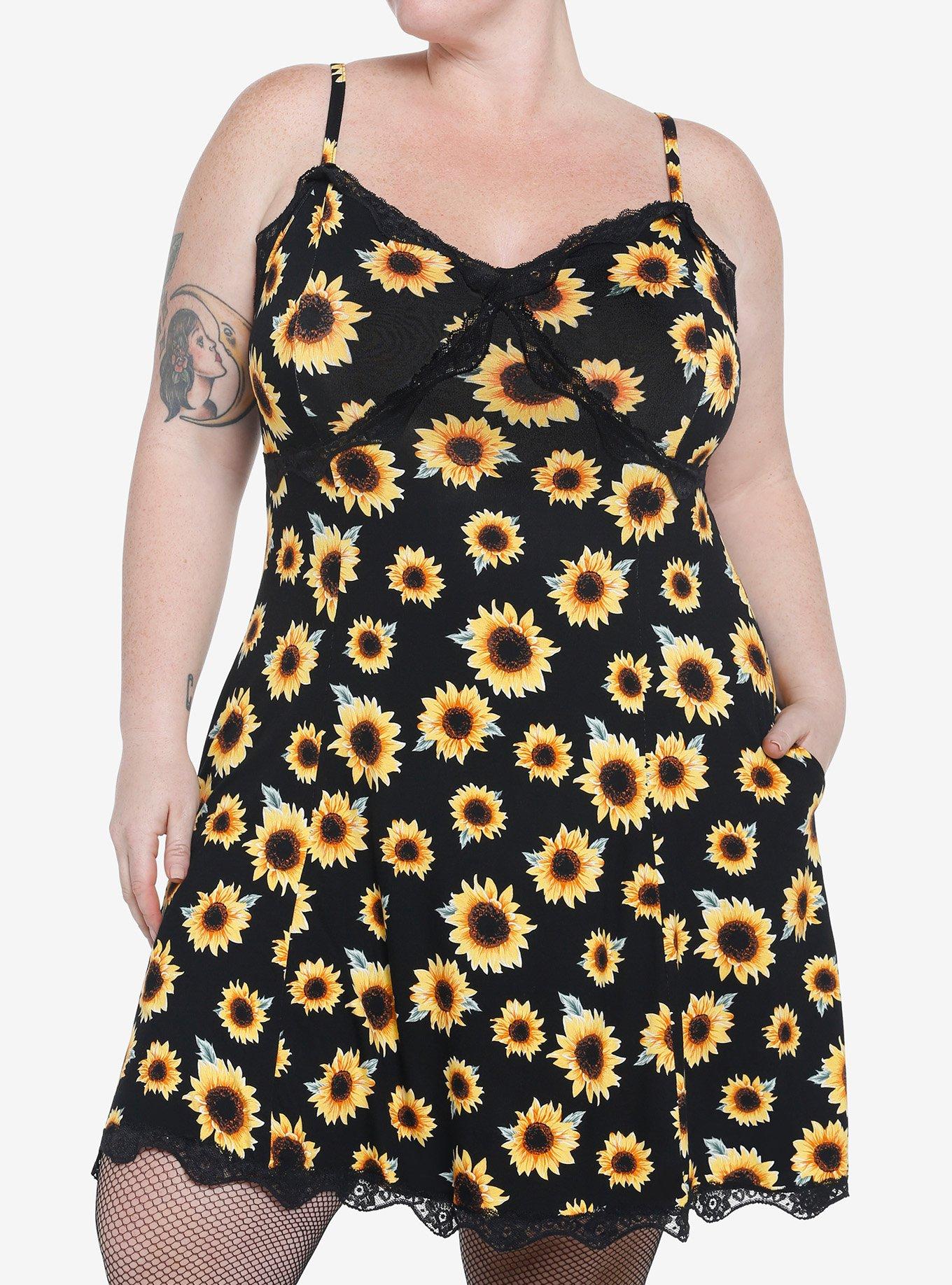 Plus Size Sunflower Lace Dress Women's Sunflower Dresses Off The