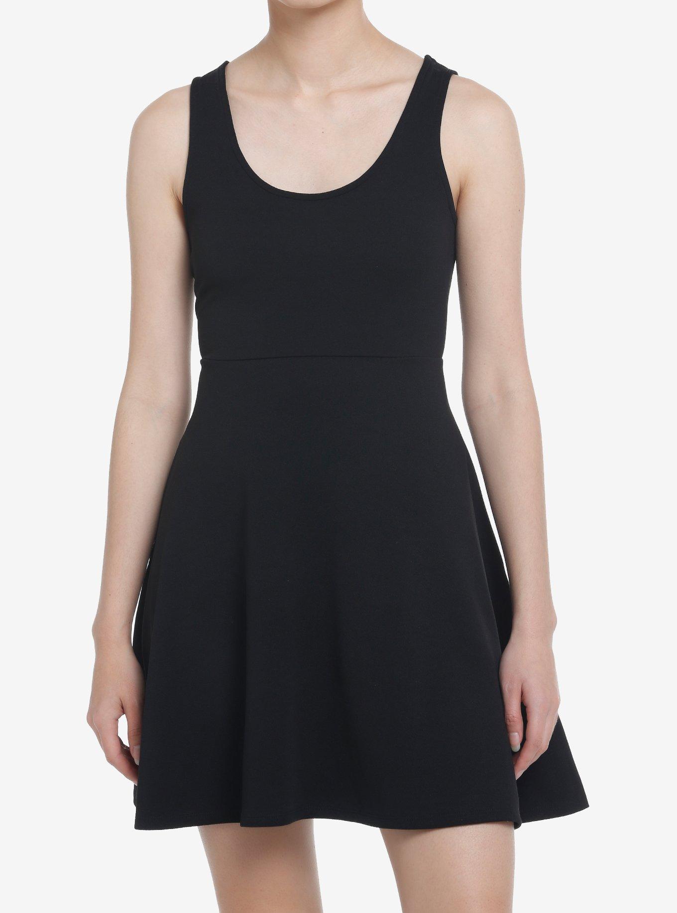 Cosmic Aura Black Strappy Back Dress, DEEP BLACK, hi-res
