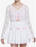 Sweet Society White Lace Tie-Front Shrug, CLOUD DANCER, hi-res