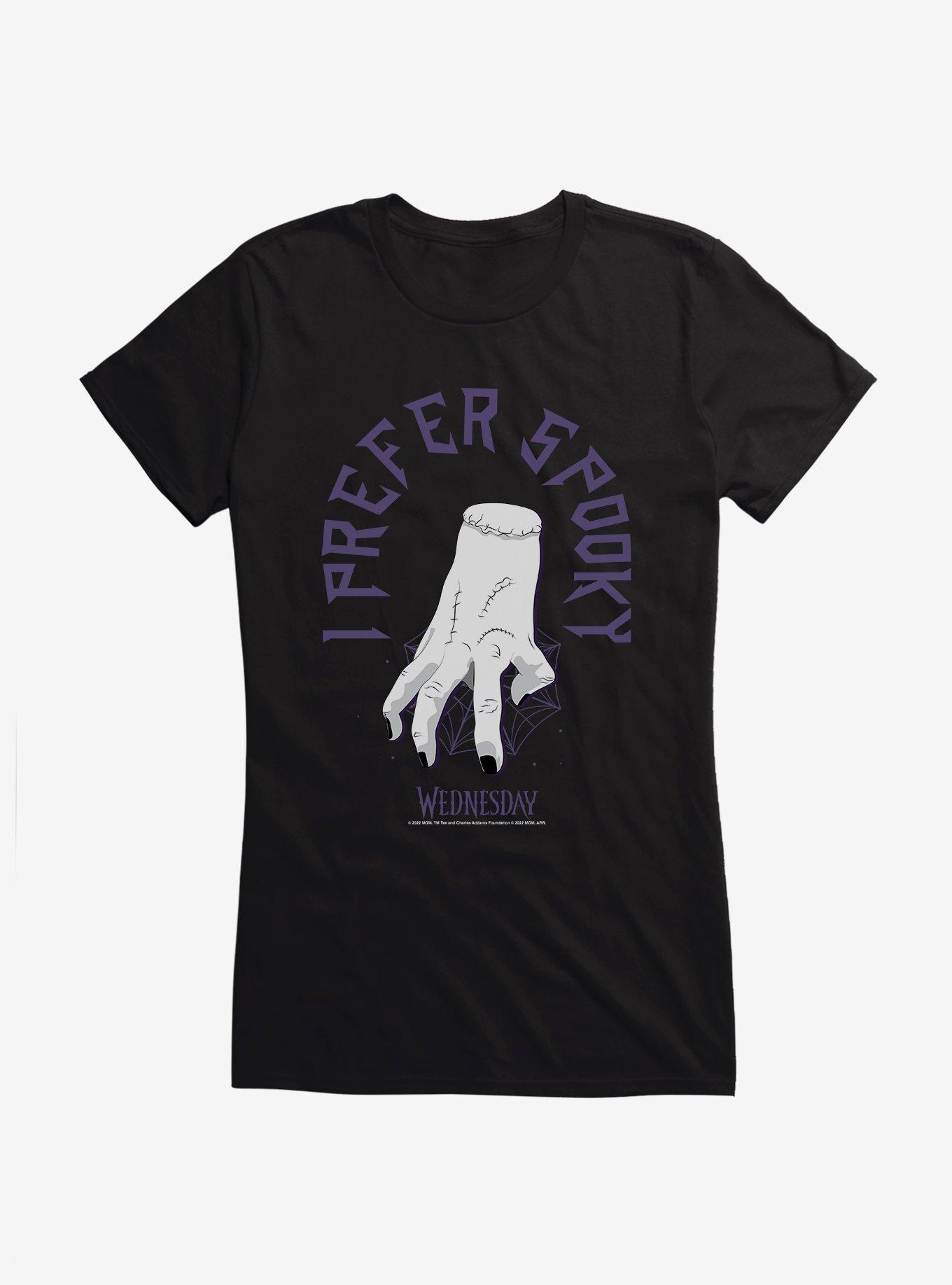 Wednesday I Prefer Spooky Girls T-Shirt, BLACK, hi-res