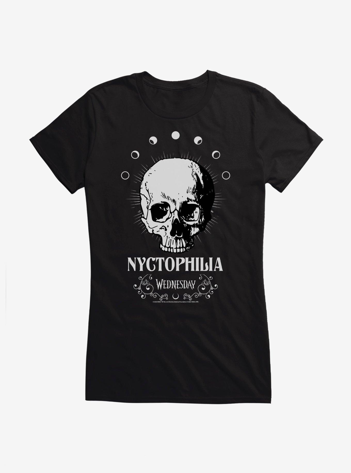 Wednesday Nyctophilia Girls T-Shirt, BLACK, hi-res