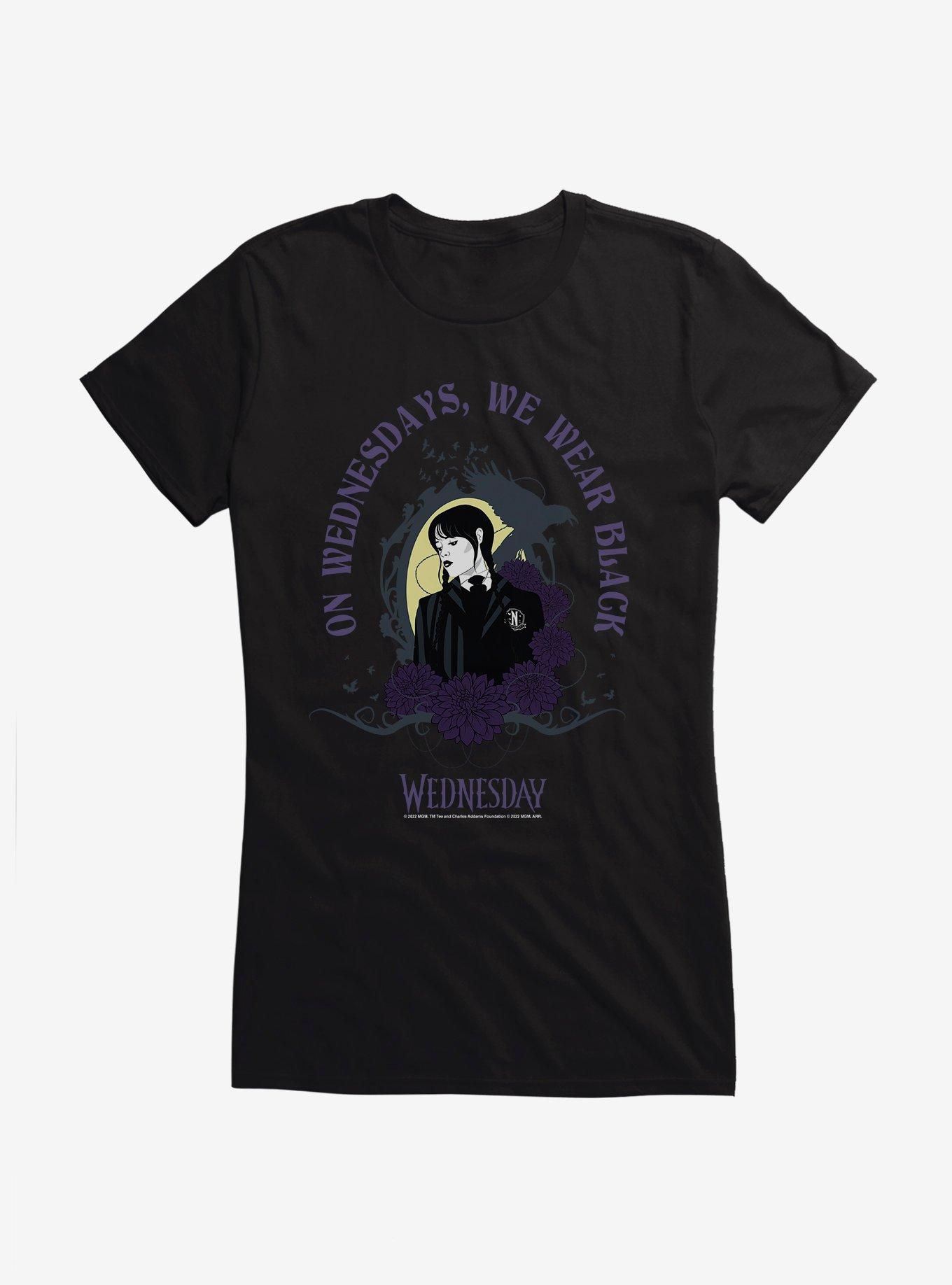 Wednesday On Wednesday's, We Wear Black Girls T-Shirt, BLACK, hi-res