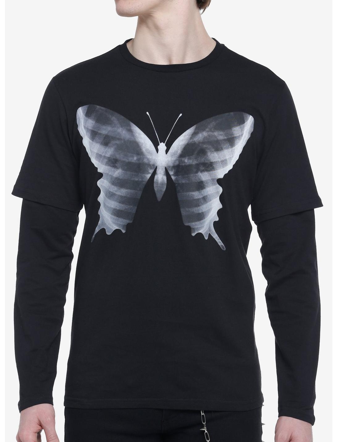 Butterfly X-Ray Twofer Long-Sleeve T-Shirt, BLACK, hi-res