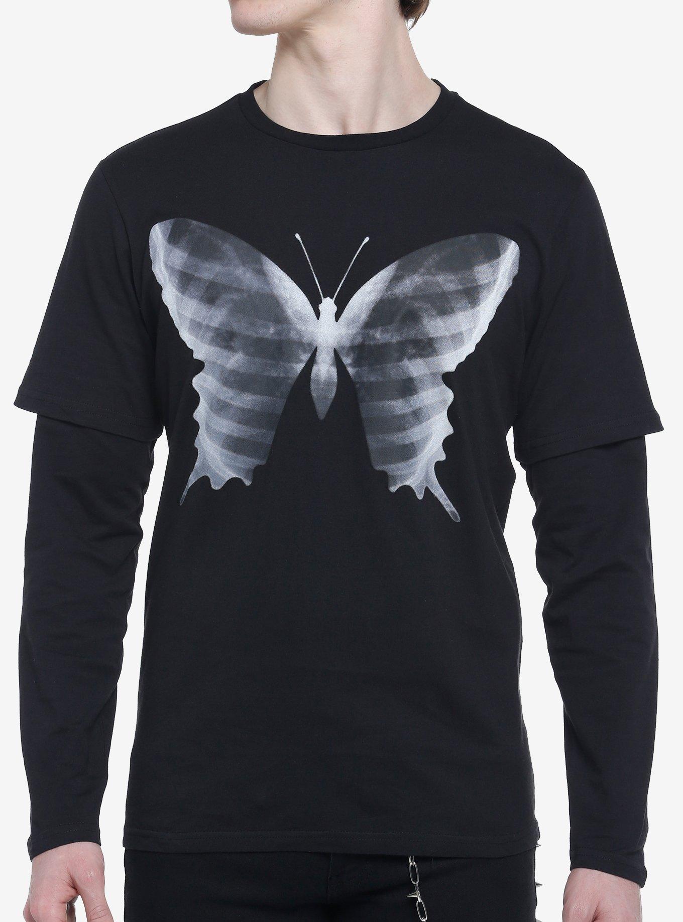 Butterfly X-Ray Twofer Long-Sleeve T-Shirt, BLACK, hi-res