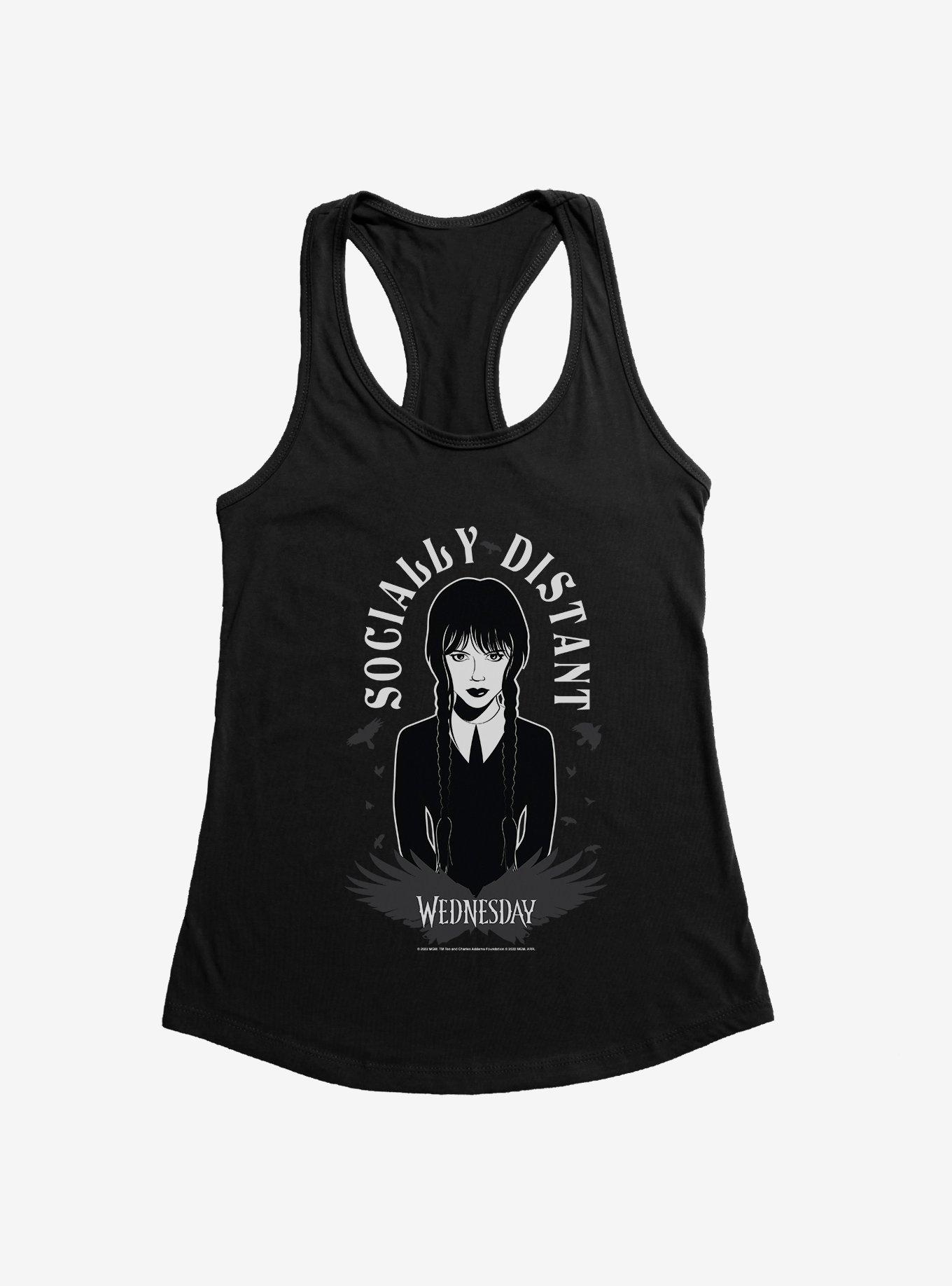 Wednesday Socially Distant Girls Tank, BLACK, hi-res