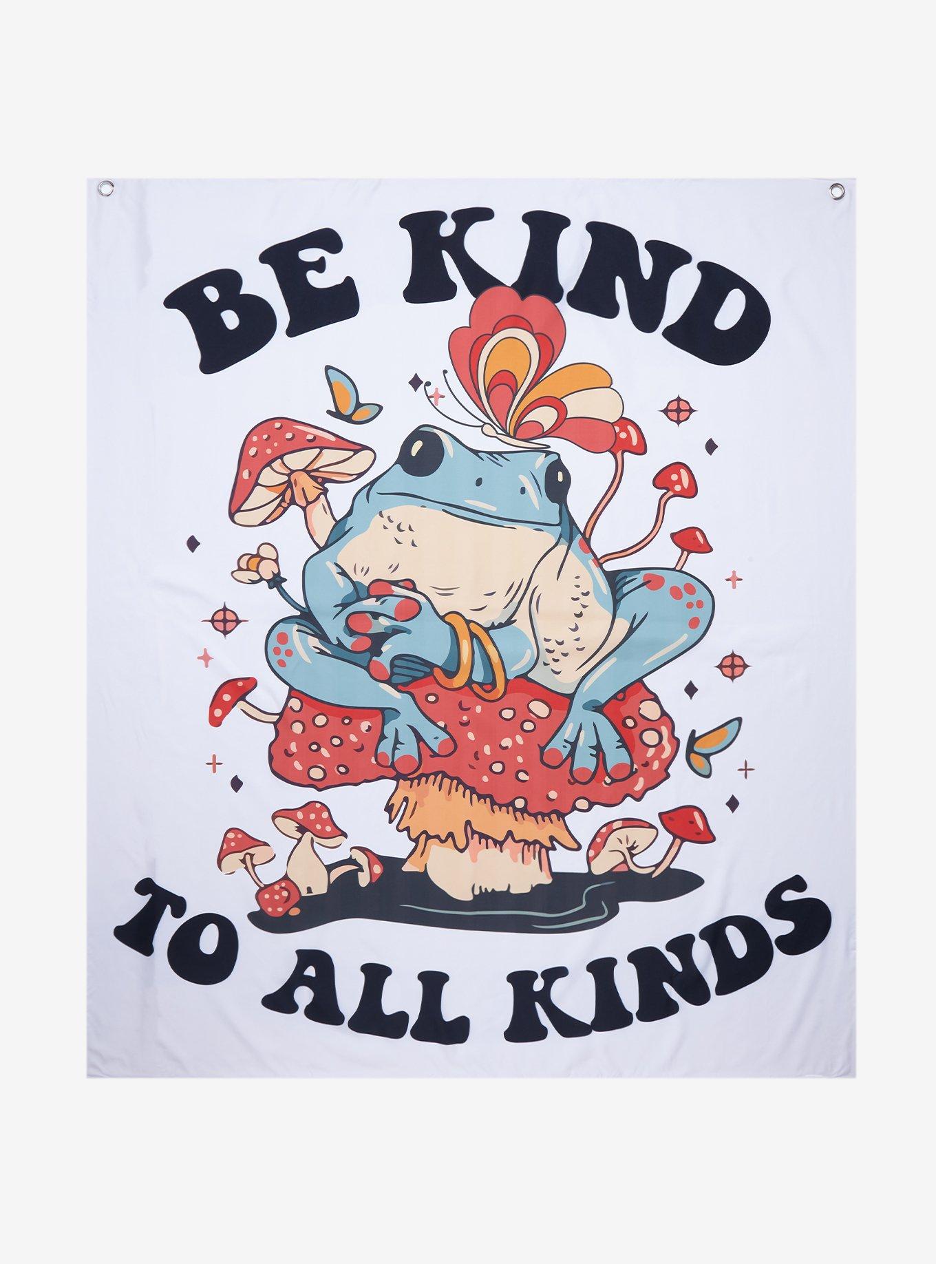 Mushroom Frog Be Kind Fabric Tapestry | Hot Topic