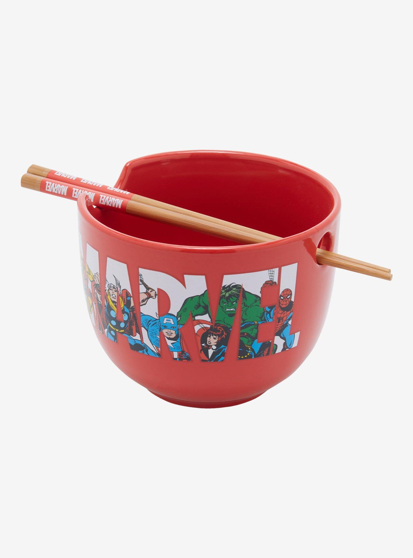 Marvel Superhero Logo Ramen Bowl with Chopsticks, , hi-res