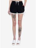Black & White Lace Balloon Lounge Shorts, BLACK, hi-res