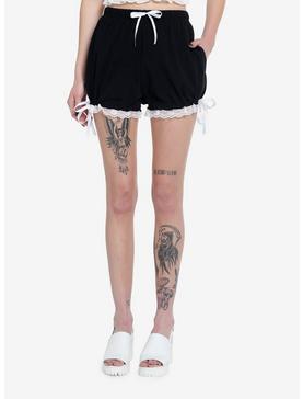 Black & White Lace Balloon Lounge Shorts, , hi-res