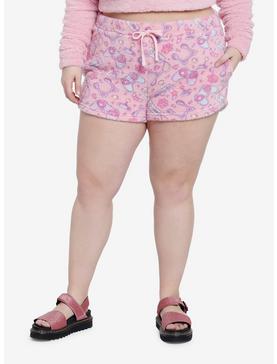 Pink Gamer Cat Girls Lounge Shorts Plus Size, , hi-res