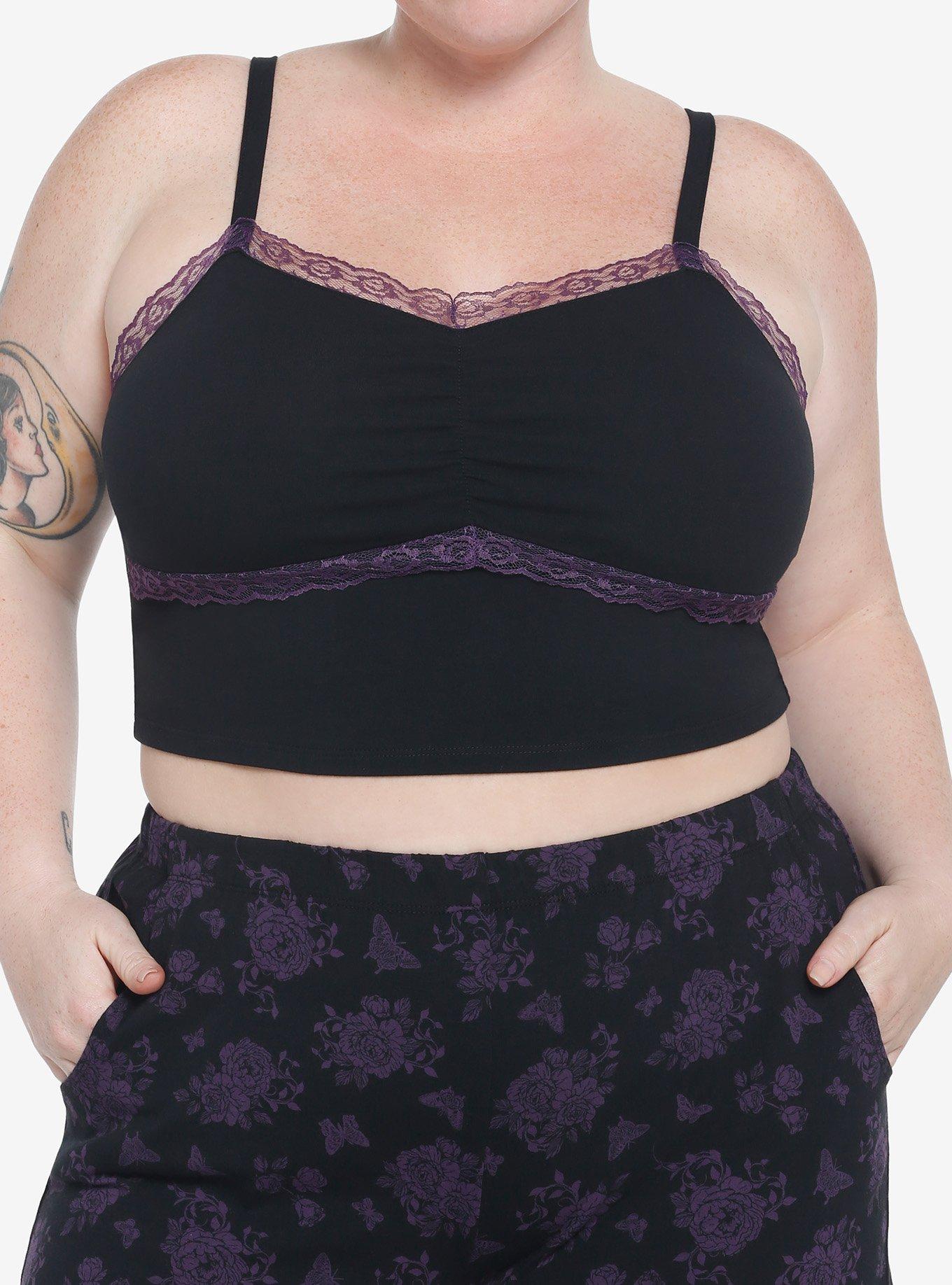 Cosmic Aura Black & Purple Rose Girls Lounge Set Plus Size, BLACK, hi-res