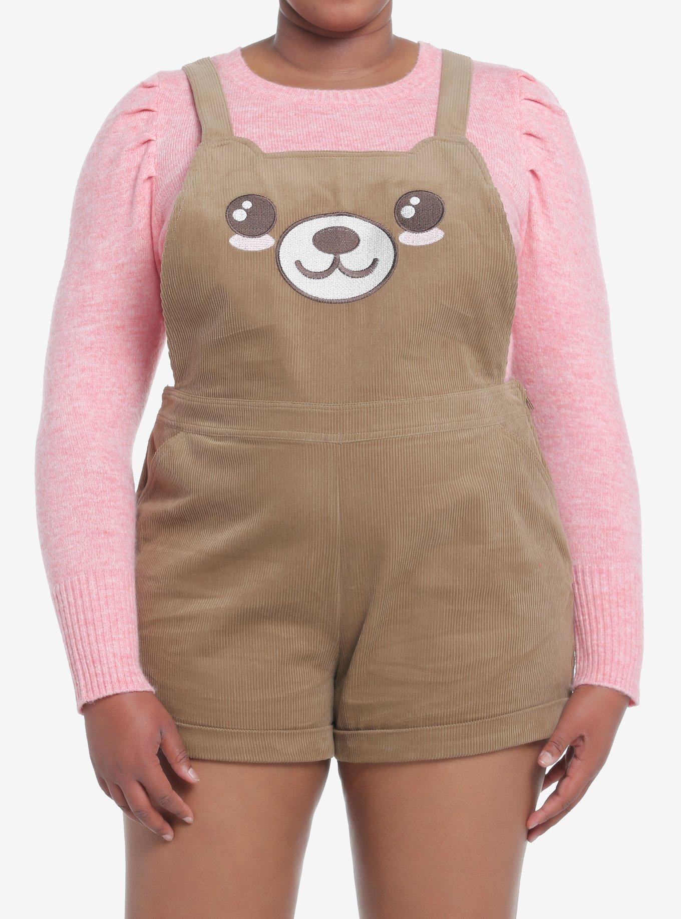Teddy Bear Corduroy Shortalls, BROWN, hi-res