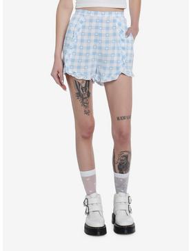 Plus Size Sweet Society Blue Gingham Girls Woven Shorts, , hi-res