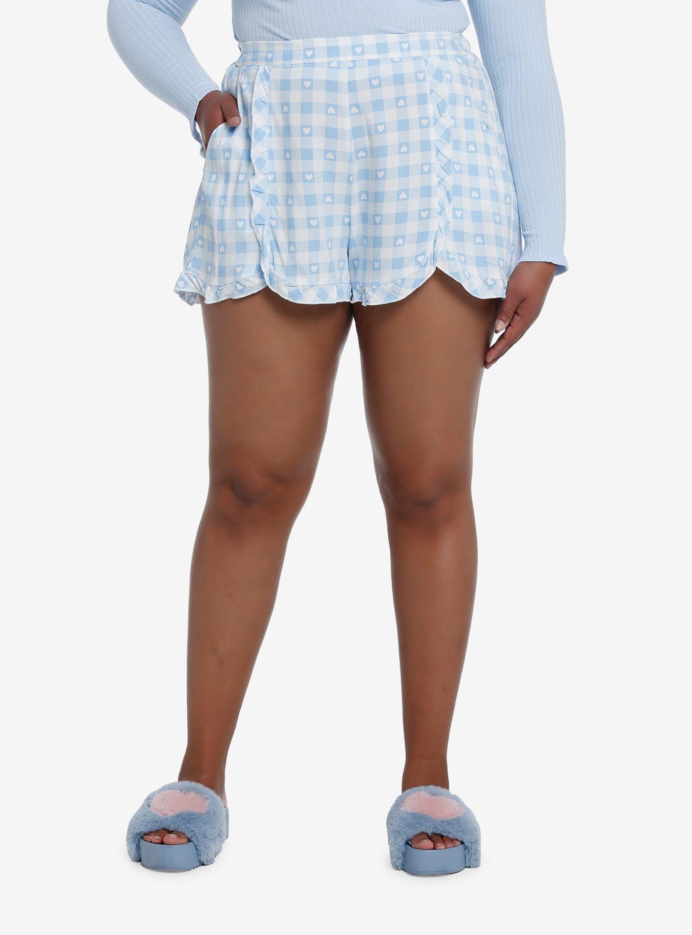 Sweet Society Blue Gingham Girls Woven Shorts Plus Size Hot Topic