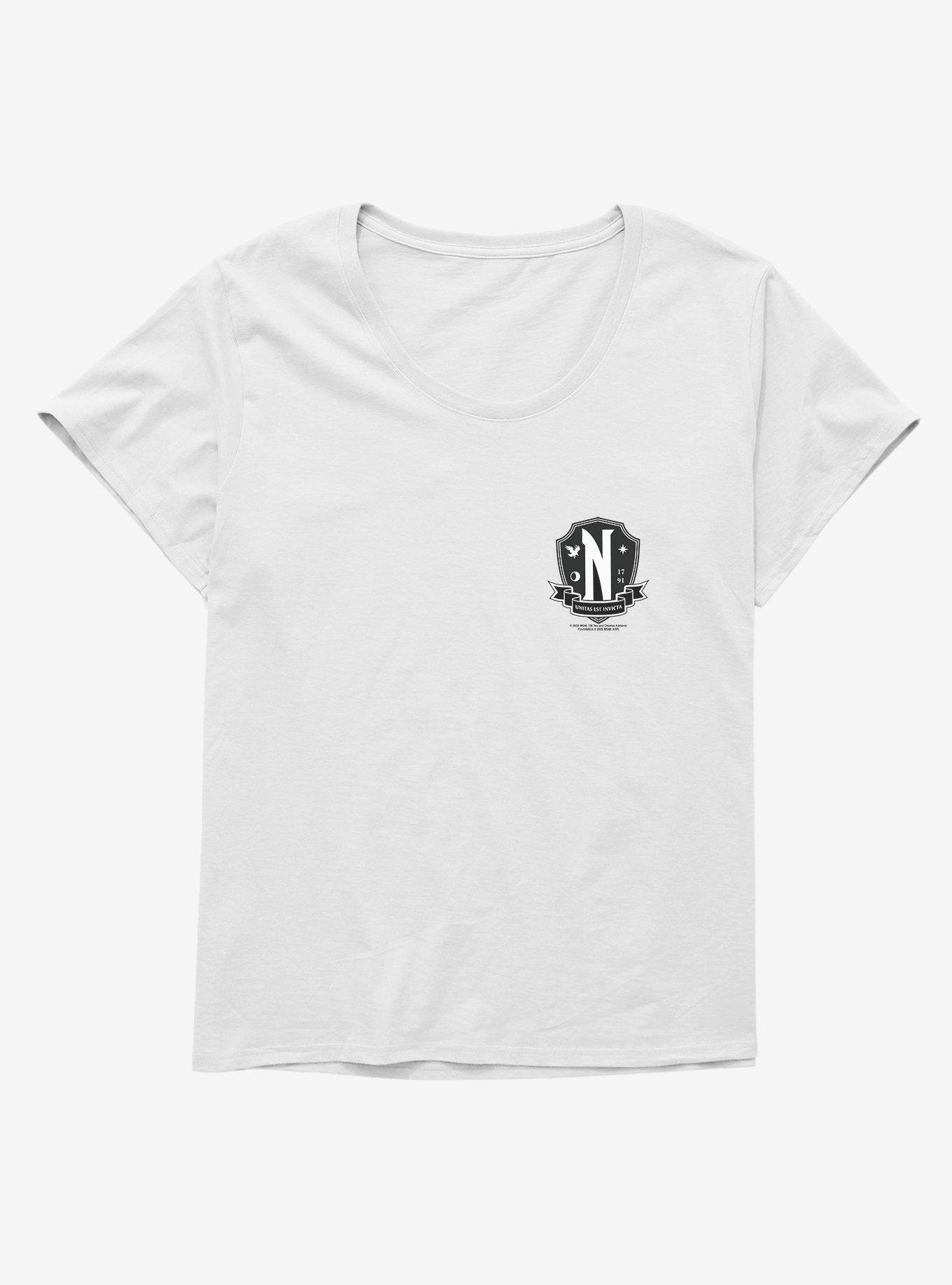Wednesday Nevermore Academy Crest Girls T-Shirt Plus