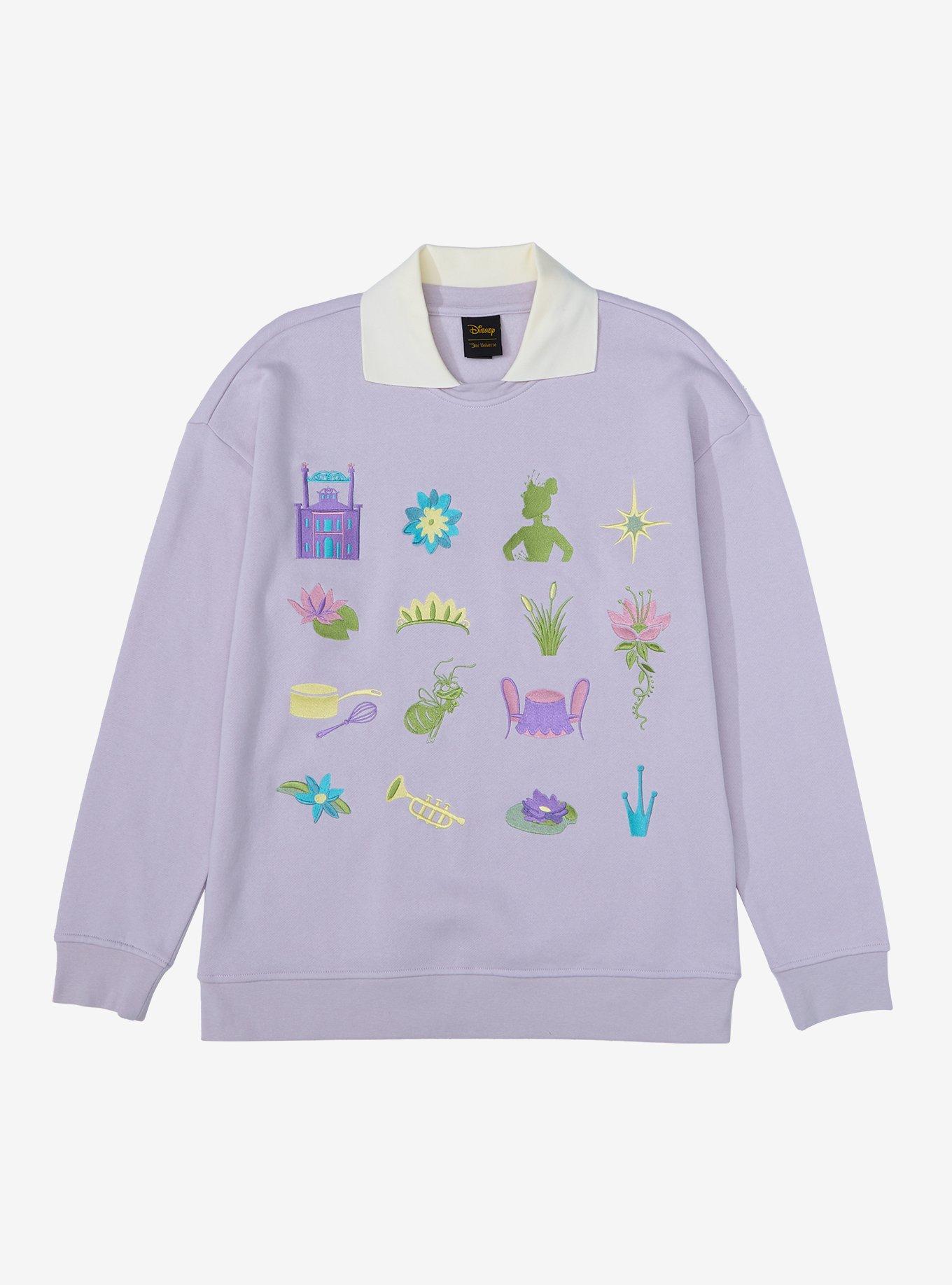 Disney The Princess And The Frog Icons Collared Crewneck, LIGHT PURPLE, hi-res