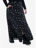 Black Moth Button Front Maxi Skirt Plus Size, BLACK, hi-res